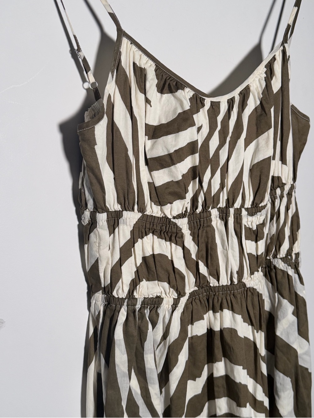 Rails Fatima Olive & Cream Zebra-Print Maxi Dress with Spaghetti Straps - Picture 6 of 14